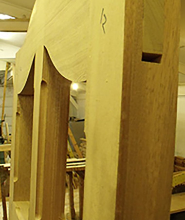 The KINGSTON under construction showing the mortise before gluing and wedging. Gate under construction